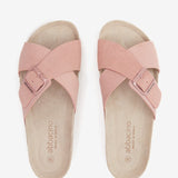 Women's flat buckle sandal in pink