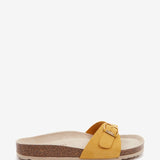 Women's flat buckle sandal in amber