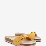 Women's flat buckle sandal in amber