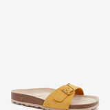 Women's flat buckle sandal in amber