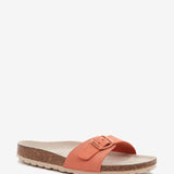 Women's flat buckle sandal in orange