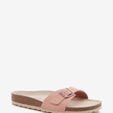 Women's flat buckle sandal in pink