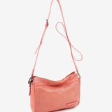 Women's crossbody bag in coral perforated leather