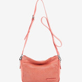 Women's crossbody bag in coral perforated leather