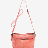 Women's crossbody bag in coral perforated leather