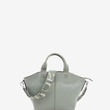 Small women's shopper bag in green leather