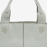 Small women's shopper bag in green leather