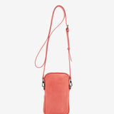 Mobile phone bag in coral die-cut leather