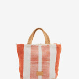 Small raffia basket with white and orange striped print