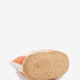 Small raffia basket with white and orange striped print