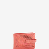 Women's card holder in coral die-cut leather