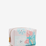 Large women's leather toiletry bag with floral print