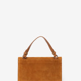 Mini suede crossbody bag in cognac