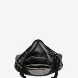 Black metallic mesh party hobo bag