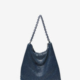 Bolso hobo de fiesta en malla metálica en azul