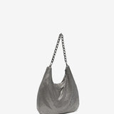 Borsa hobo da festa in rete metallica argentata