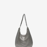 Borsa hobo da festa in rete metallica argentata