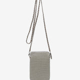 Bolso para el móvil de malla metálica en beige