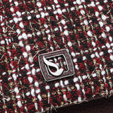 Burgundy tweed evening clutch bag