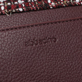 Burgundy tweed evening clutch bag