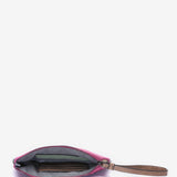 Toiletry bag in recycled materials and fuchsia padding