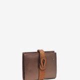 Tarjetero en piel bicolor bronce