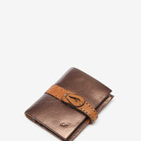 Tarjetero en piel bicolor bronce