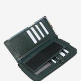 Cartera grande de piel con estampado verde