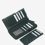 Cartera grande de piel con estampado verde