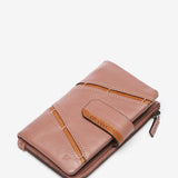 Mittlere Geldbörse aus zweifarbigem Leder in Rosa.