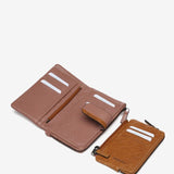 Mittlere Geldbörse aus zweifarbigem Leder in Rosa.