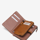 Mittlere Geldbörse aus zweifarbigem Leder in Rosa.