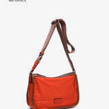 Orange recycled material shoulder bag