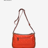 Orange recycled material shoulder bag