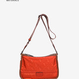 Orange recycled material shoulder bag