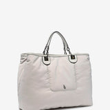 Large nylon handbag in beige