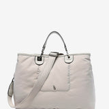 Large nylon handbag in beige