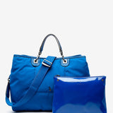 Bolso de mano grande de nylon en azul