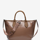 Patent leather shopper bag in taupe