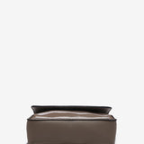 Small patent leather crossbody bag in taupe