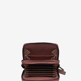 Kleine Geldbörse aus zweifarbiger rosa Leder.