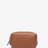 Medium cognac leather toiletry bag