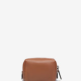 Piccola borsa da toilette in pelle color cognac