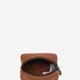 Piccola borsa da toilette in pelle color cognac