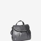 Leather shoulder bag in silver