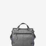 Leather shoulder bag in silver