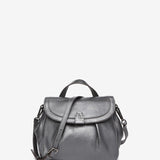 Leather shoulder bag in silver