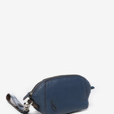 Blue leather toiletry bag