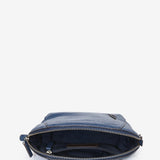 Blue leather toiletry bag