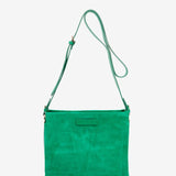 Suede shoulder bag in green